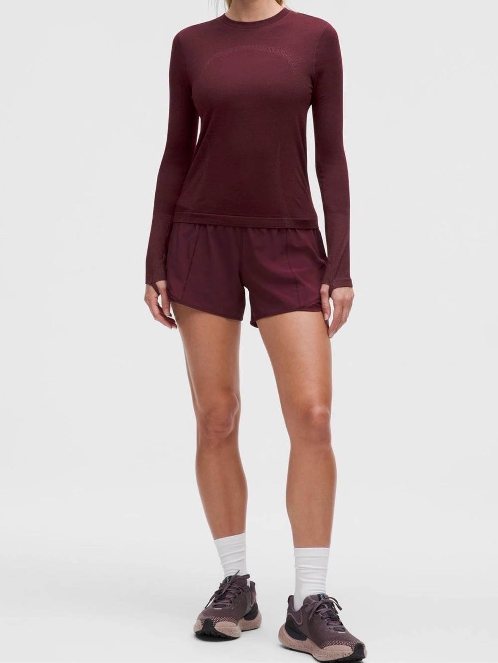 lululemon athletica Women's Long Sleeve Seamless Top in Deep Burgundy
